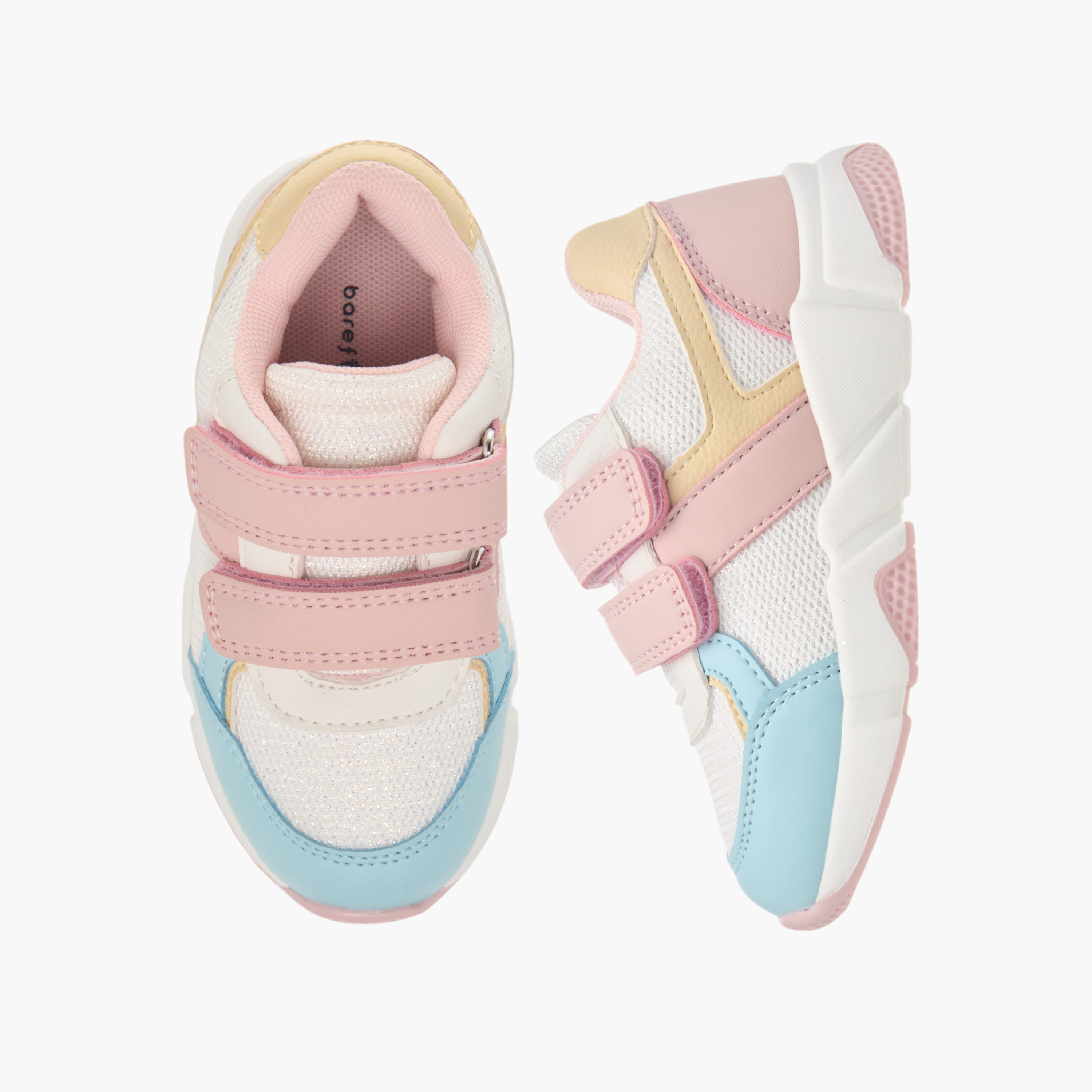 Barefeet Panelled Ankle Sneakers with Hook and Loop Closure-girls-shoes-sneakers-image-1