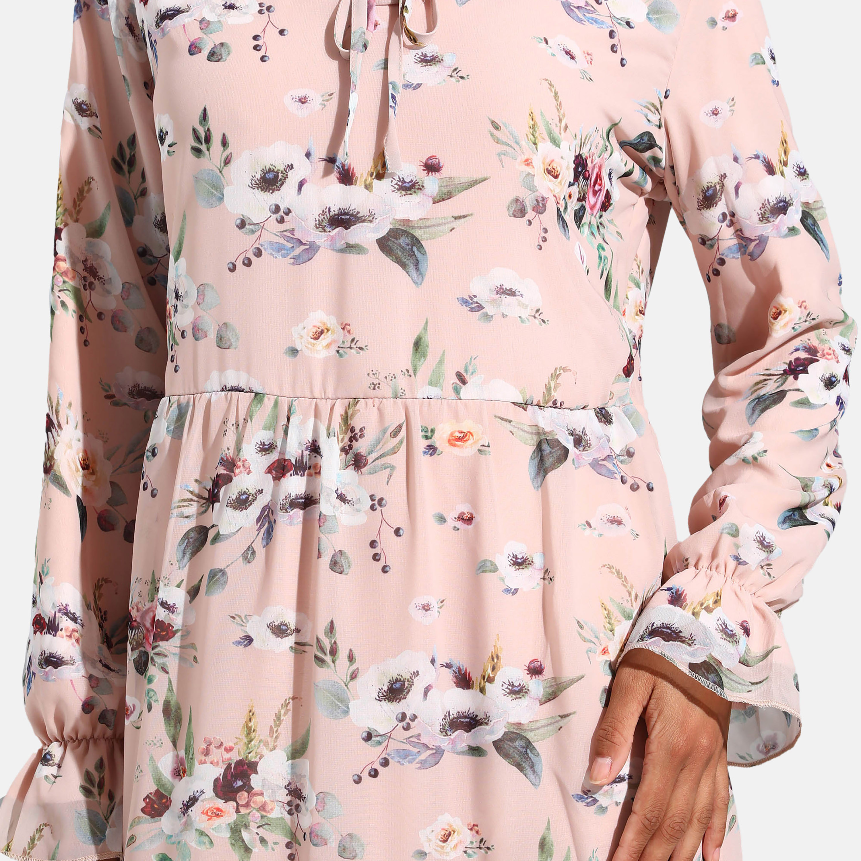 Modanisa Floral Ruffle Neck Tiered Dress-women-clothing-dresses-image-3
