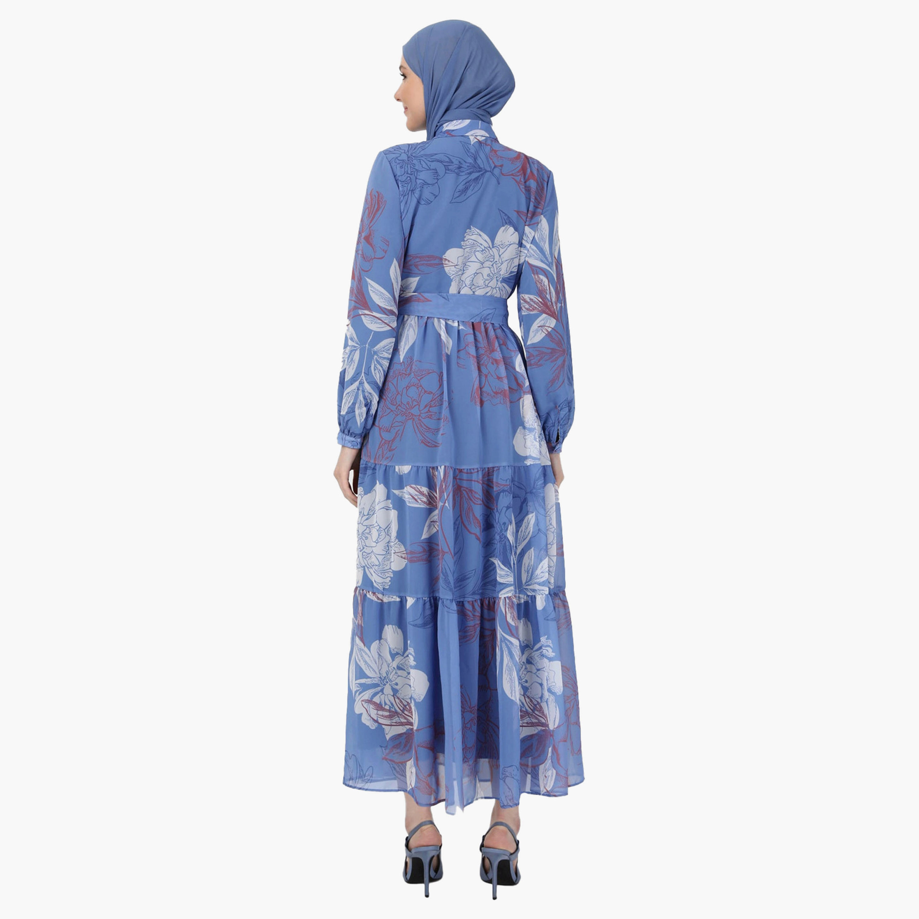 Modanisa Printed Shirt Collar Tie Belt Modest Dress-women-clothing-dresses-image-5
