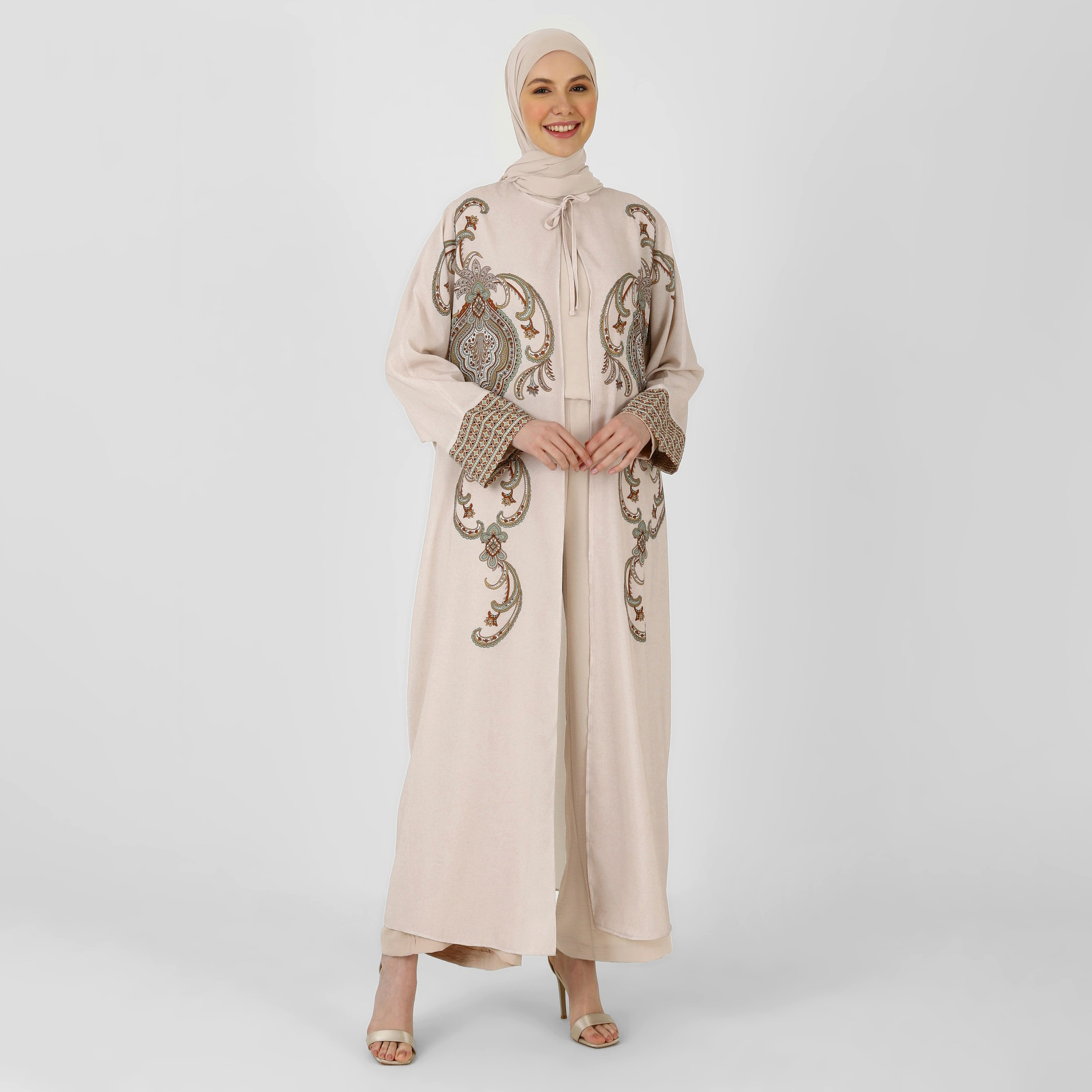 Modanisa Printed Open Front Abaya-women-arabicclothing-abayas-image-2