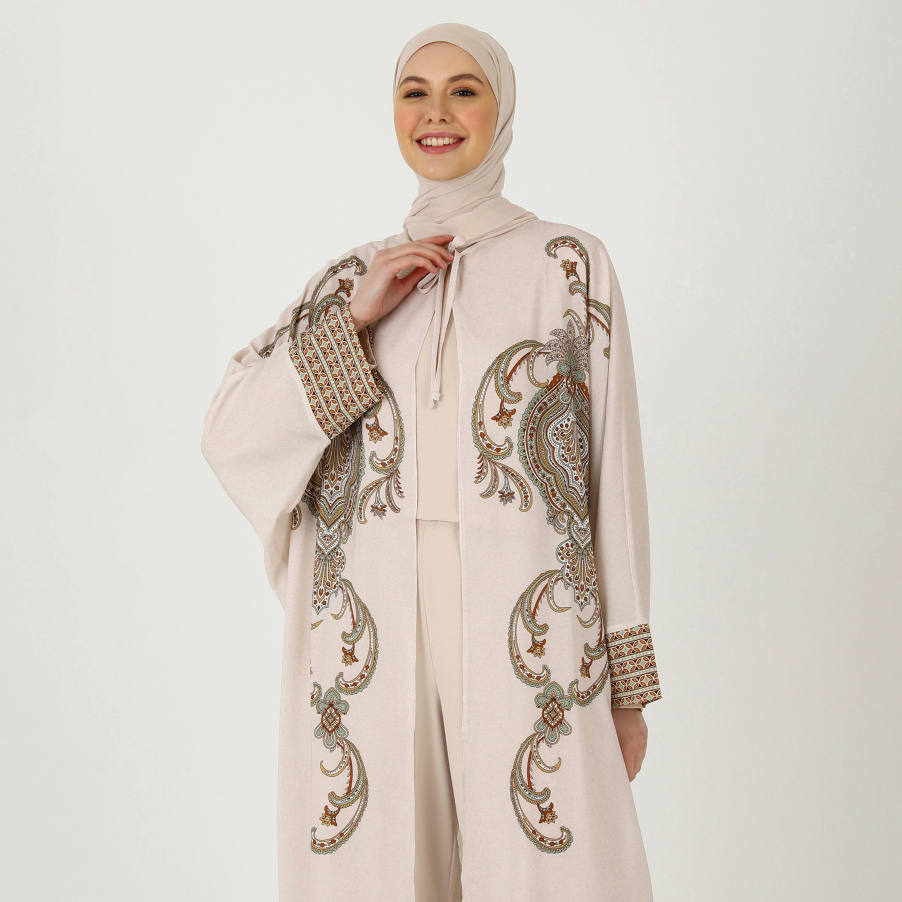 Modanisa Printed Open Front Abaya-women-arabicclothing-abayas-image-3