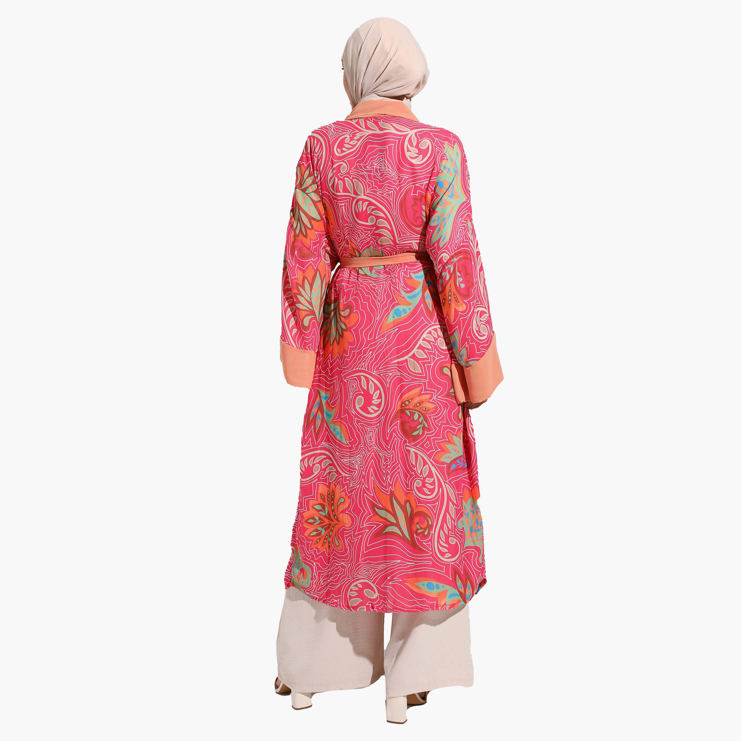 كيمونو بتصميم بيزلي بياقة شال وحزام ربطة من مودانيسا-women-clothing-shirtsandblouses-blouses-image-5