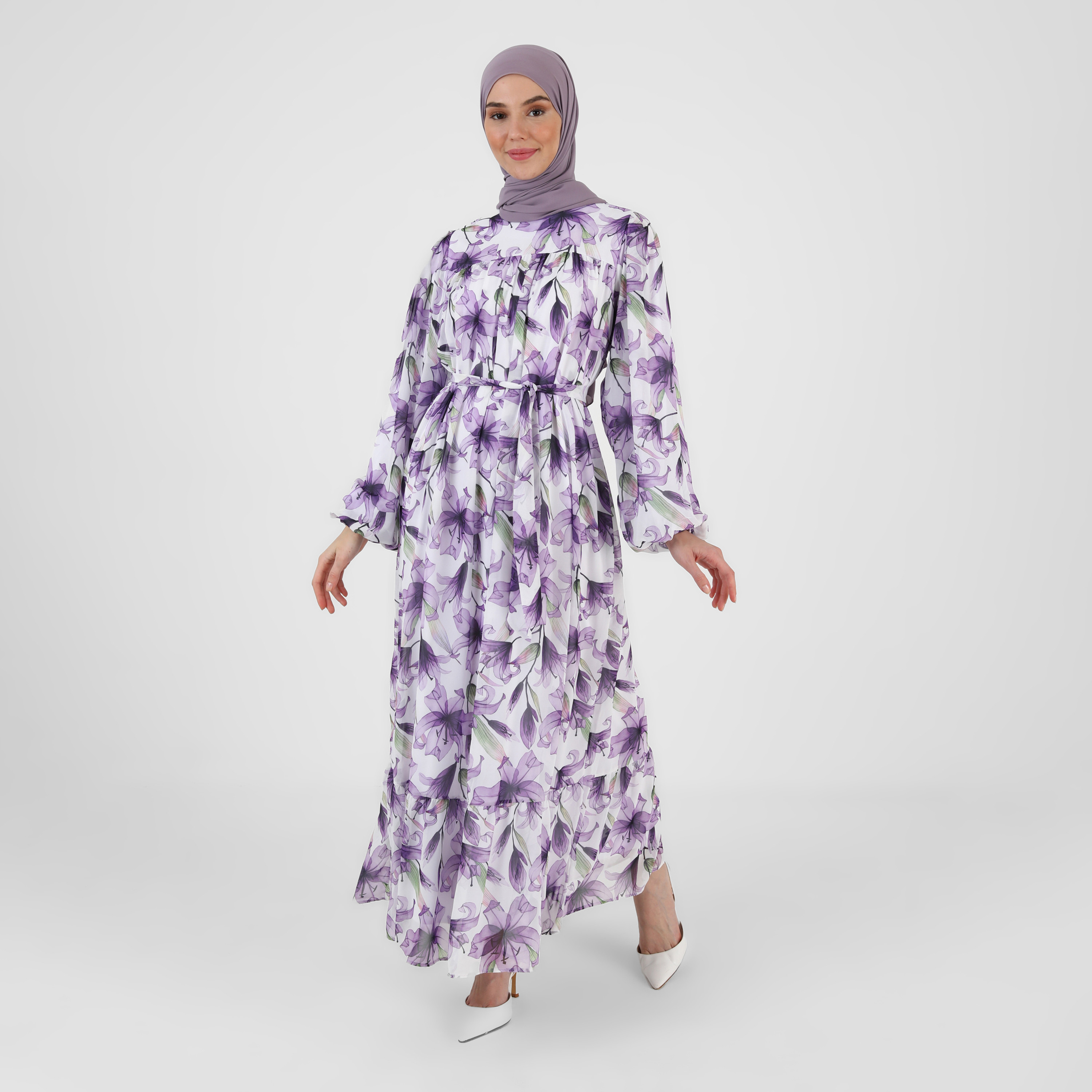 فستان المئزر برقبة دائرية مزركشة من ريفكا-women-clothing-dresses-image-4