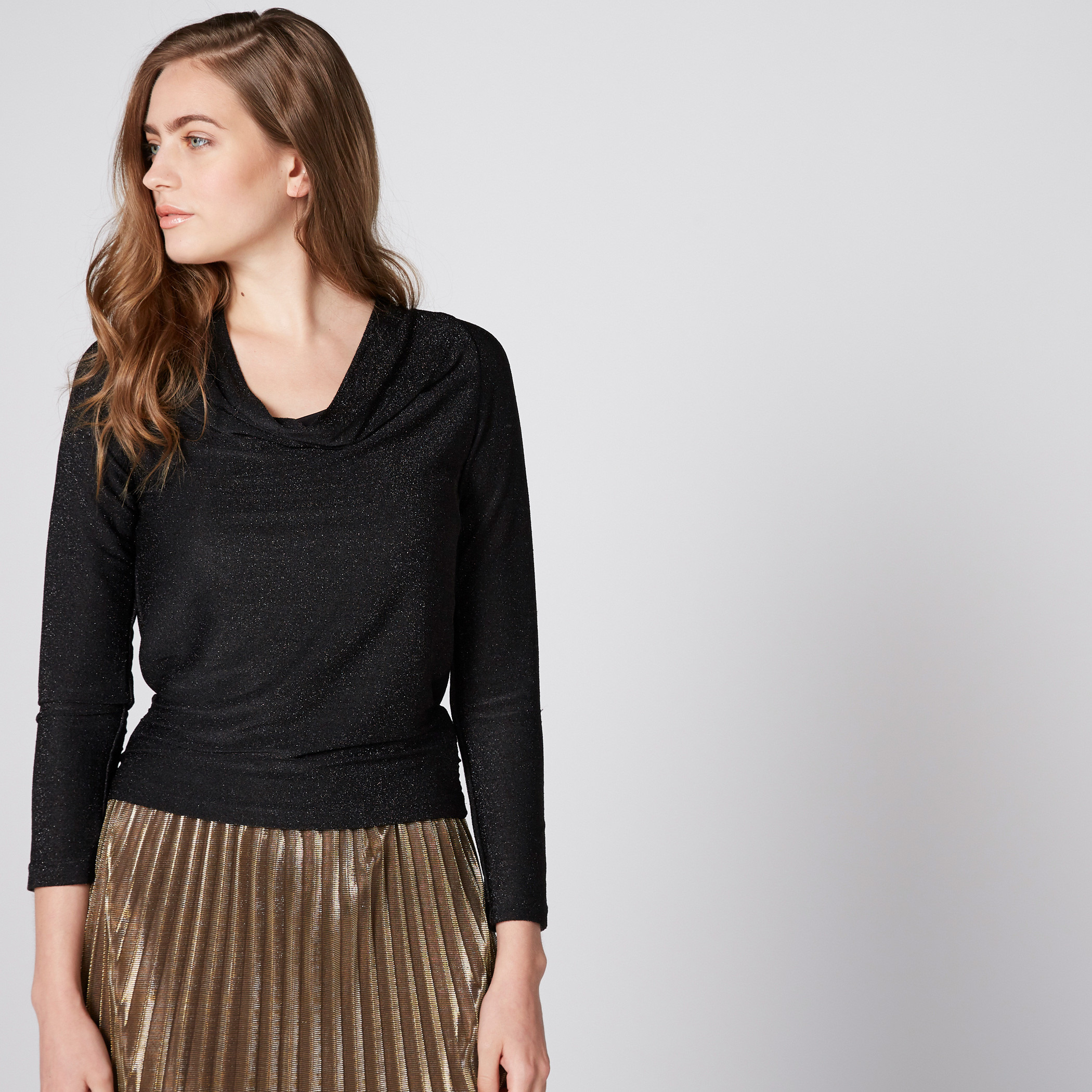 Textured Top with Long Sleeves and Tie Up-women-clothing-shirtsandblouses-blouses-image-3