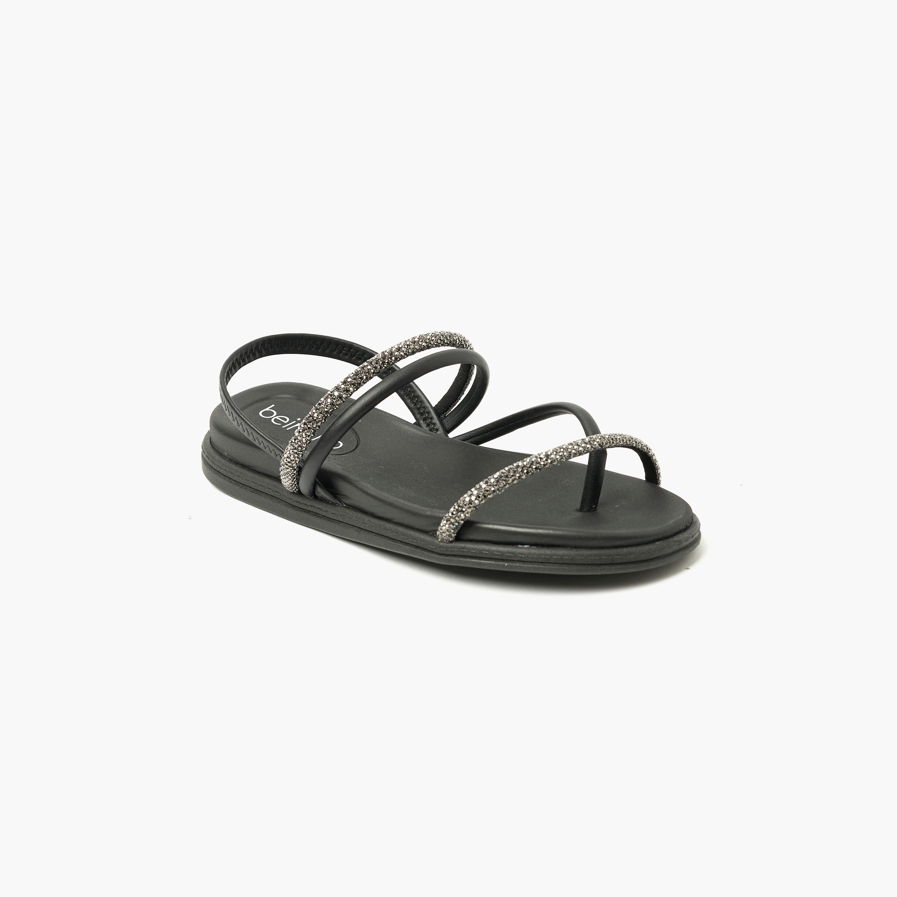 حذاء صنادل نسائي مسطح مع لمسة كريستالية من بيرا ريو | 8513-100-26467-women-shoes-sandals-flats-image-1
