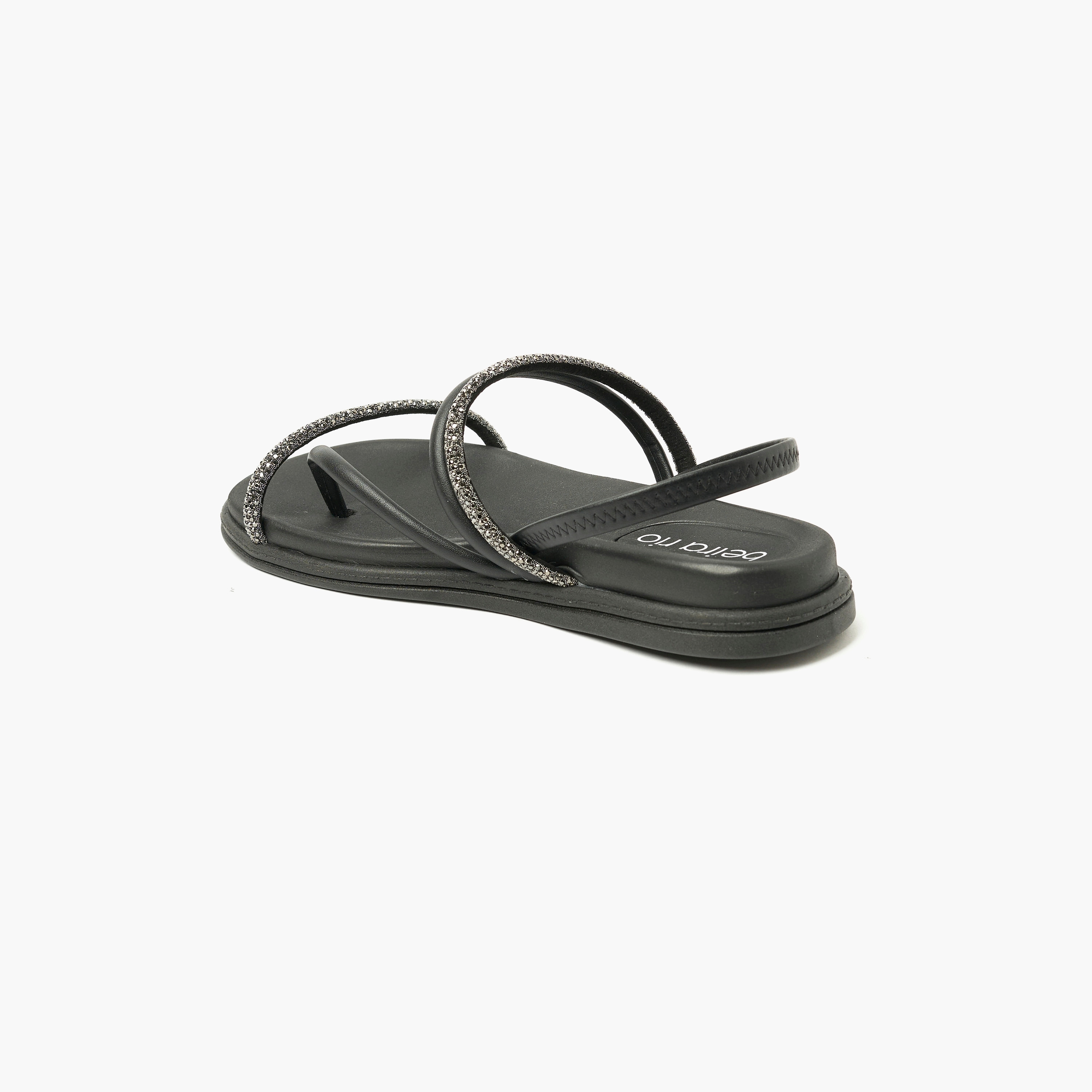 حذاء صنادل نسائي مسطح مع لمسة كريستالية من بيرا ريو | 8513-100-26467-women-shoes-sandals-flats-image-3
