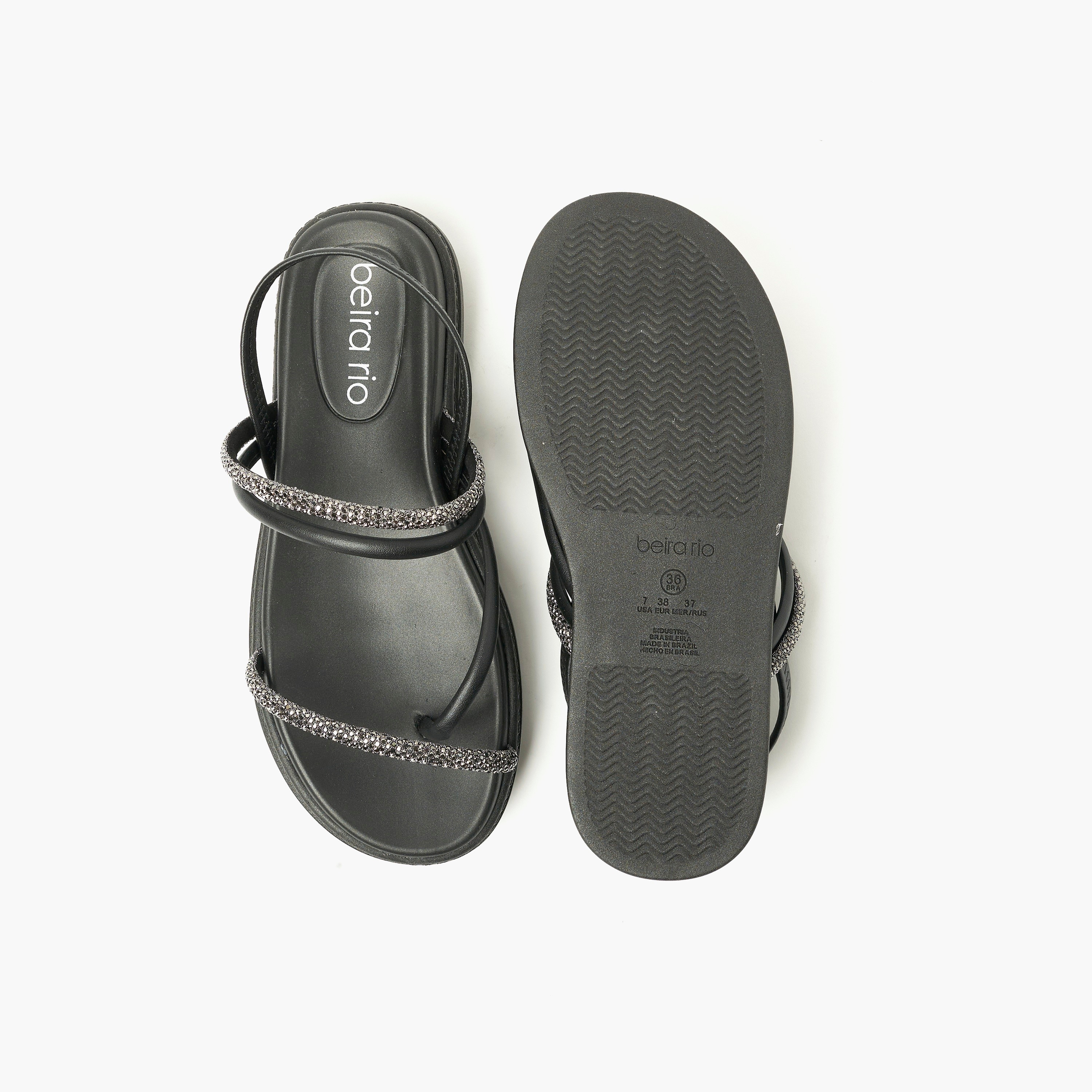 حذاء صنادل نسائي مسطح مع لمسة كريستالية من بيرا ريو | 8513-100-26467-women-shoes-sandals-flats-image-4