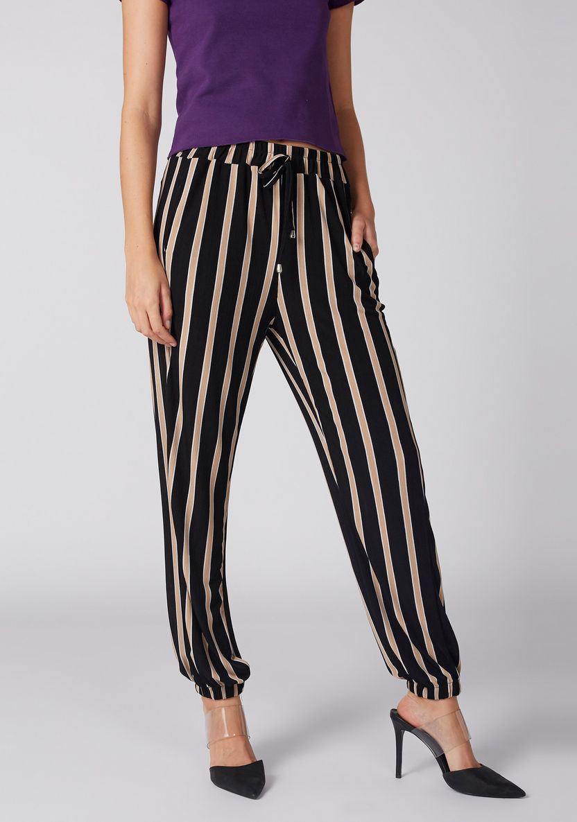 Striped Pants with Elasticised Waistband and Pocket Detail-Pants-image-5