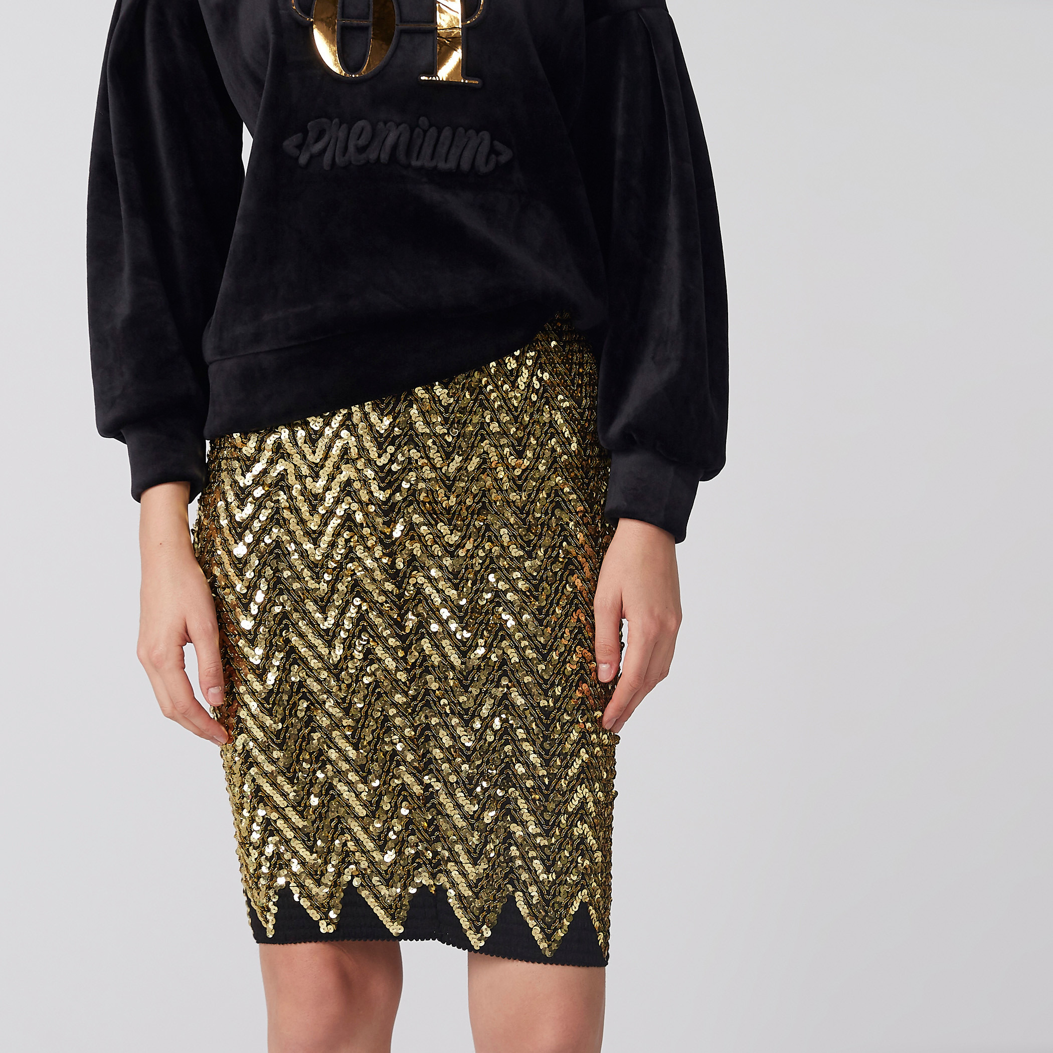 Sequin Detail Midi Bodycon Skirt-women-clothing-skirts-image-1