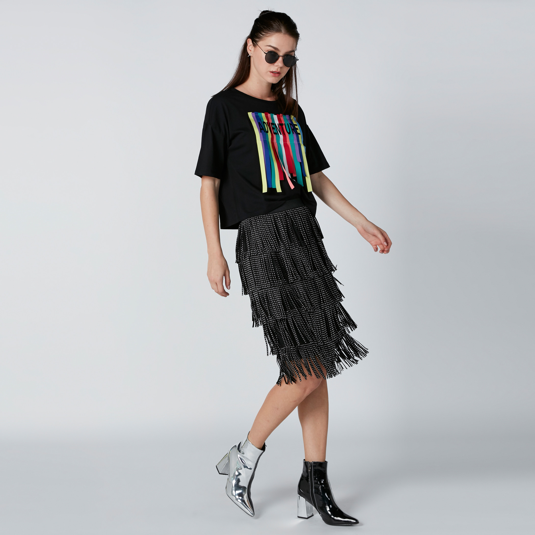 Embellished fringe skirt hotsell