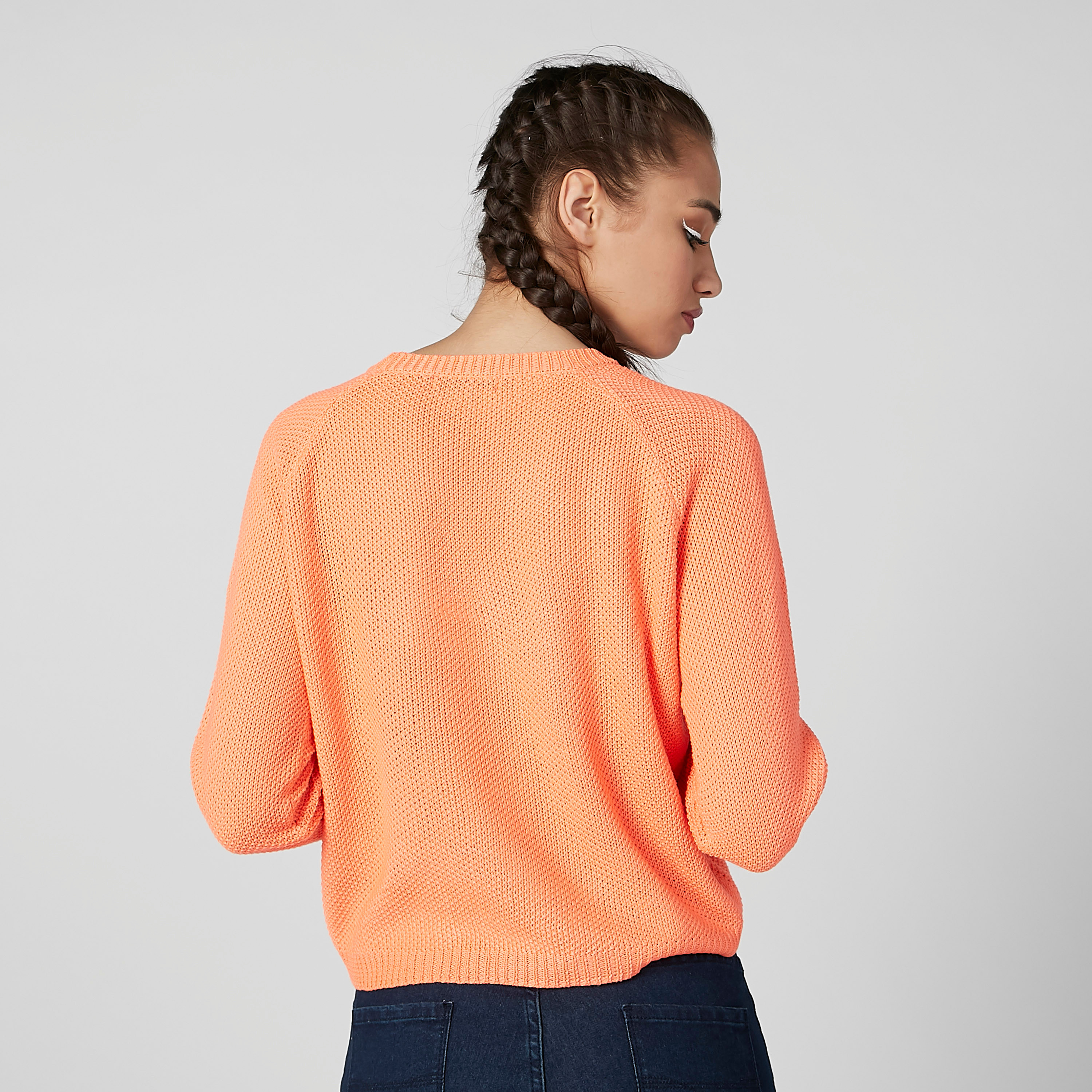 Textured Jumper with Round Neck and Raglan Sleeves-women-clothing-cardigansandjumpers-jumpers-image-4