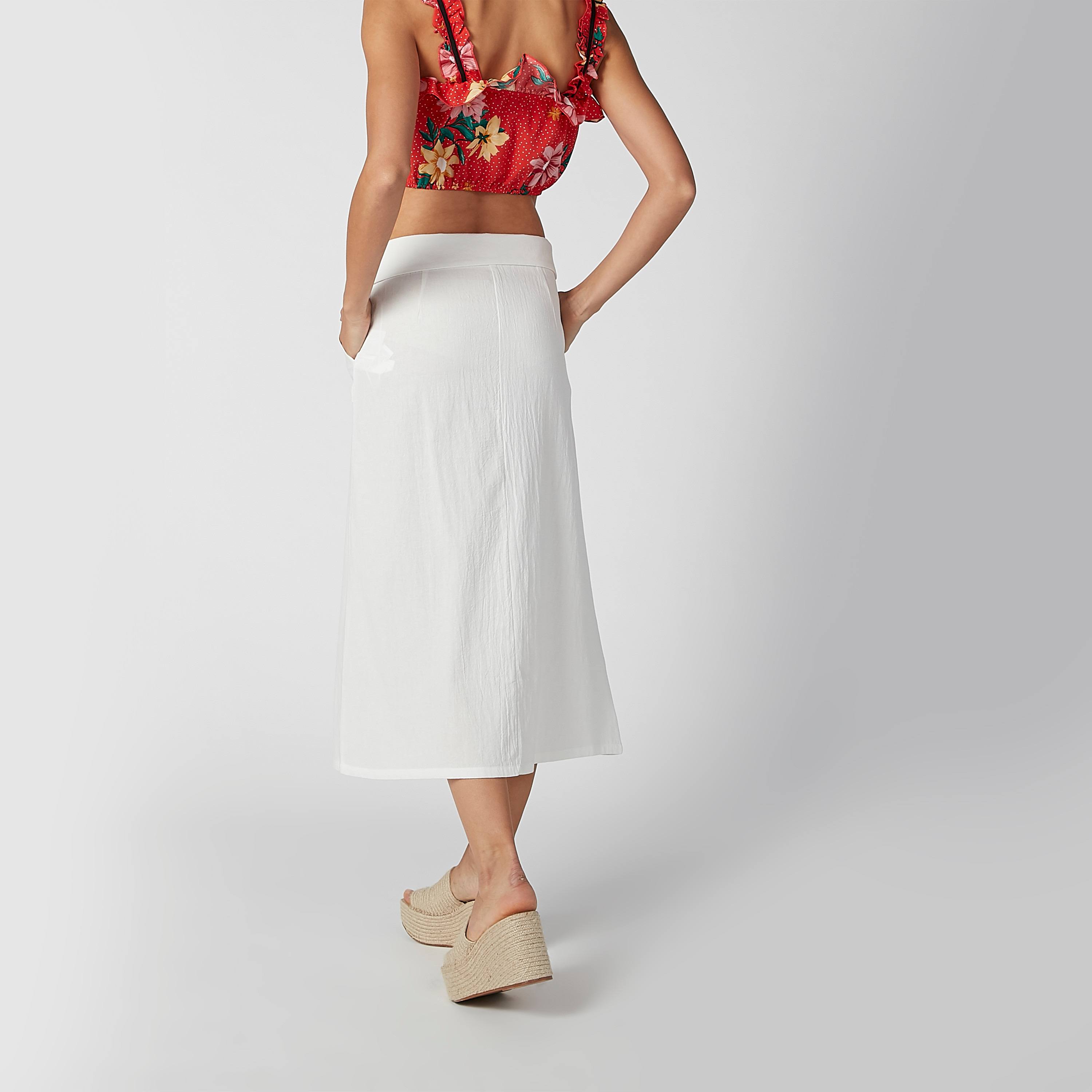 تنورة سادة إيه لاين متوسطة الطول بجيوب وأزرار-women-clothing-bottoms-skirts-image-5