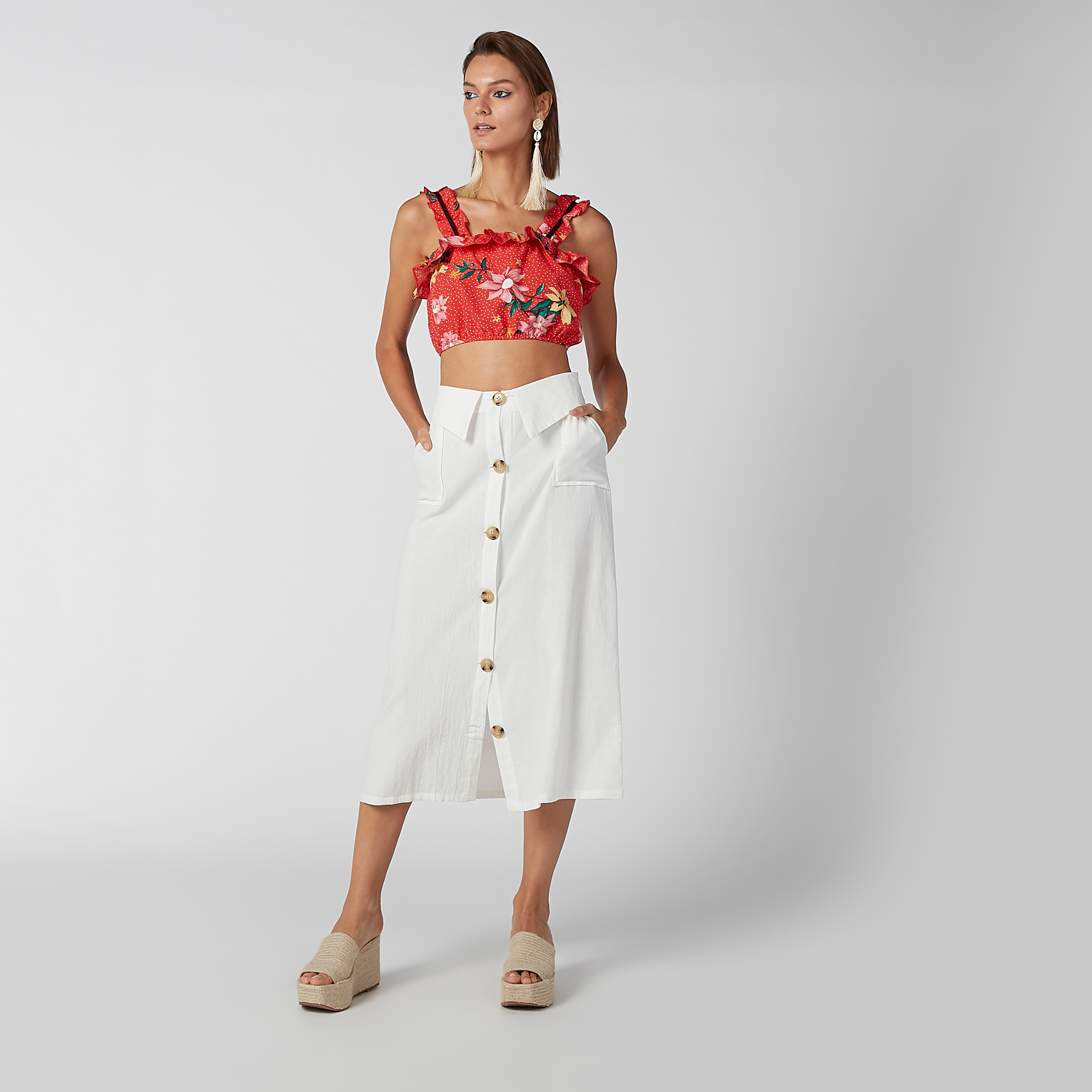 تنورة سادة إيه لاين متوسطة الطول بجيوب وأزرار-women-clothing-bottoms-skirts-image-6