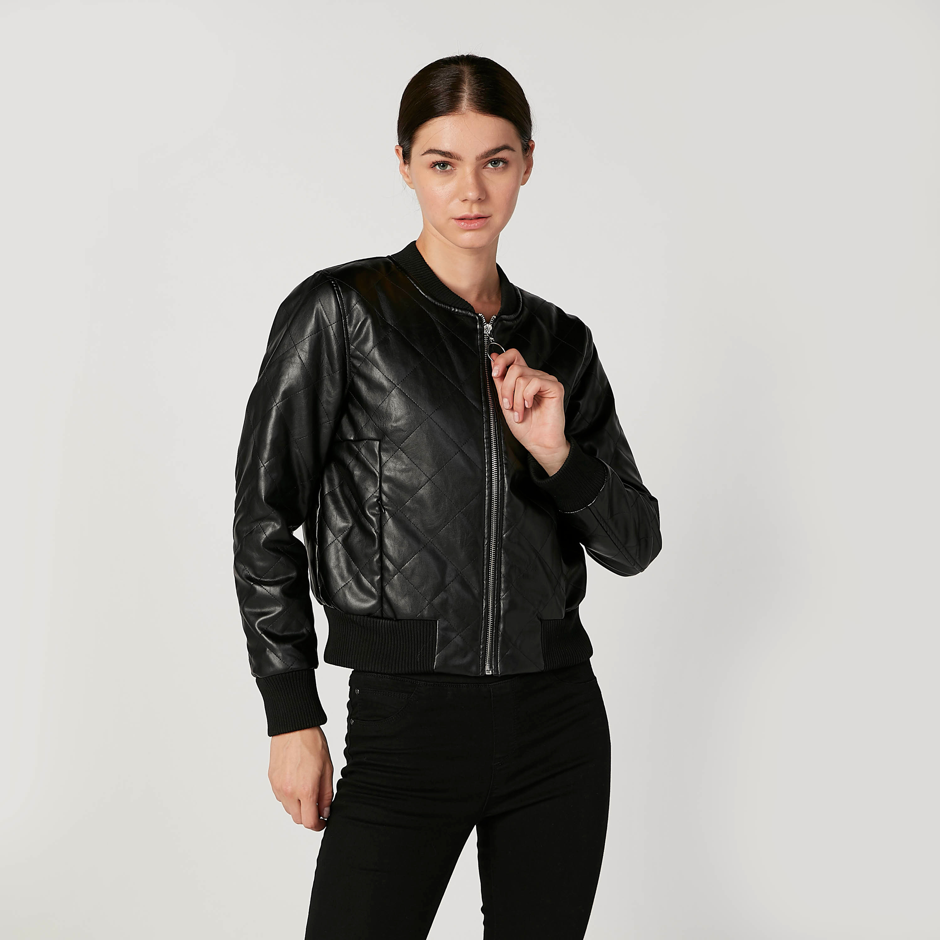 Quilted Jacket with Long Sleeves and Kangaroo Pockets-women-winterwear-coatsandjackets-jackets-image-1