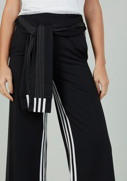 Stripe Detail Flexi Waist Pants with Pockets and Tie Ups