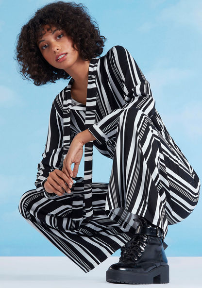 Striped Jumpsuit with Long Sleeves and Tie Ups