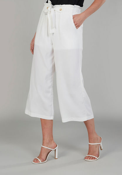 Solid Mid-Rise Culottes with Pockets and Elasticised Waistband