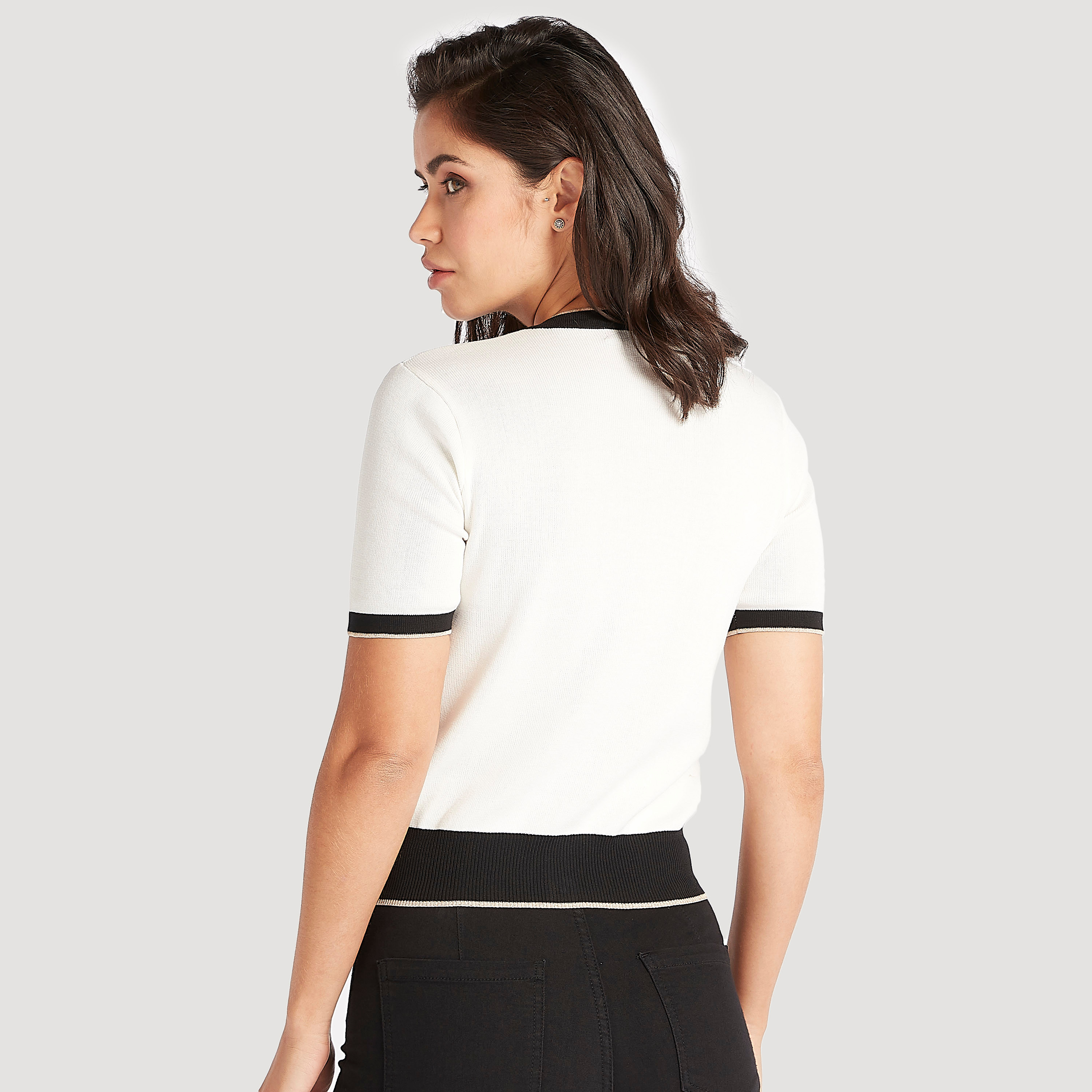 Shop 2Xtremz Knitted Crew Neck Cardigan with Short Sleeves