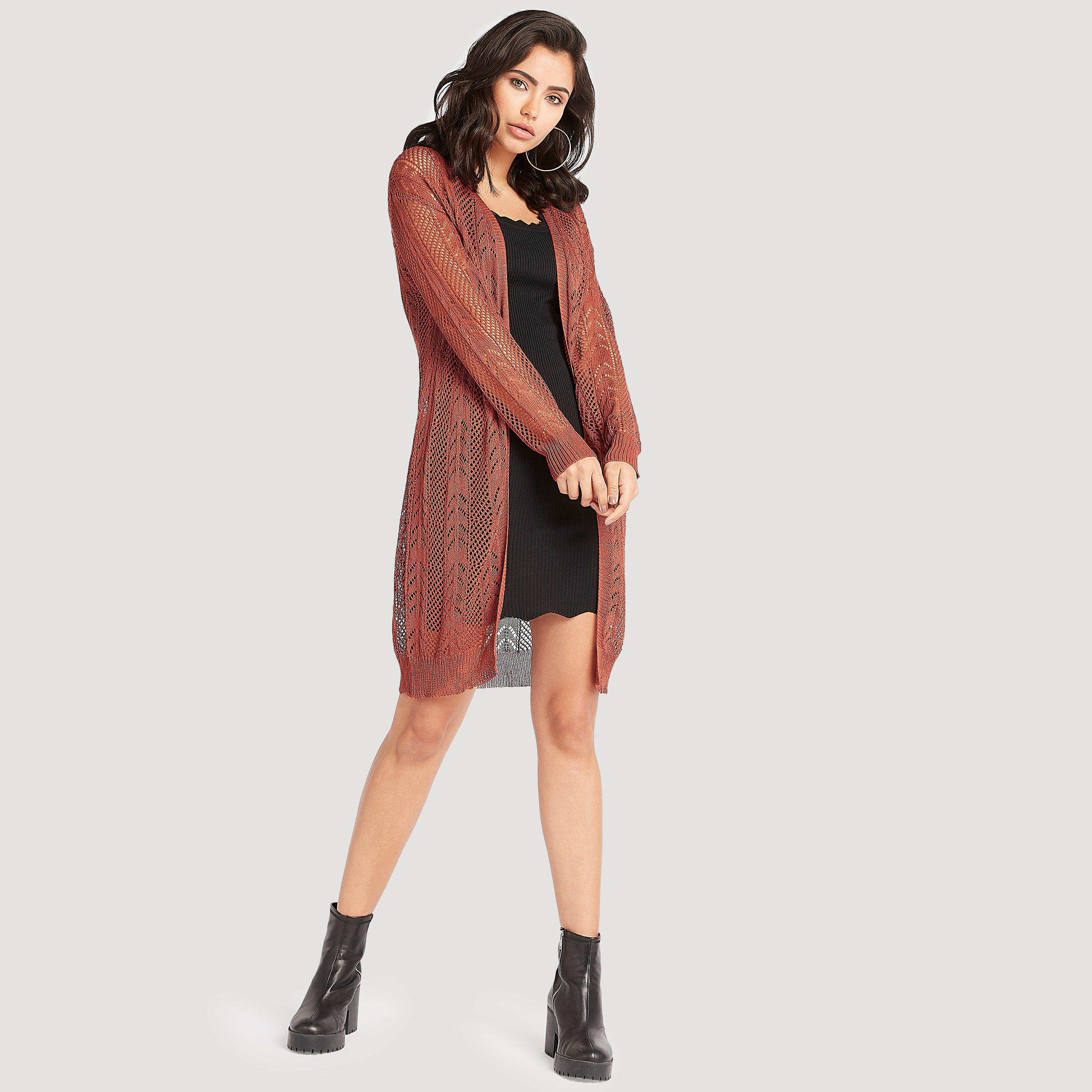 Shop 2Xtremz Textured Longline Shrug with Long Sleeves
