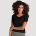 2Xtremz Textured Button Detail Top with V-neck and Short Sleeves-Shirts & Blouses-thumbnailMobile-0