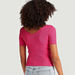2Xtremz Textured Button Detail Top with V-neck and Short Sleeves-Shirts & Blouses-thumbnailMobile-3