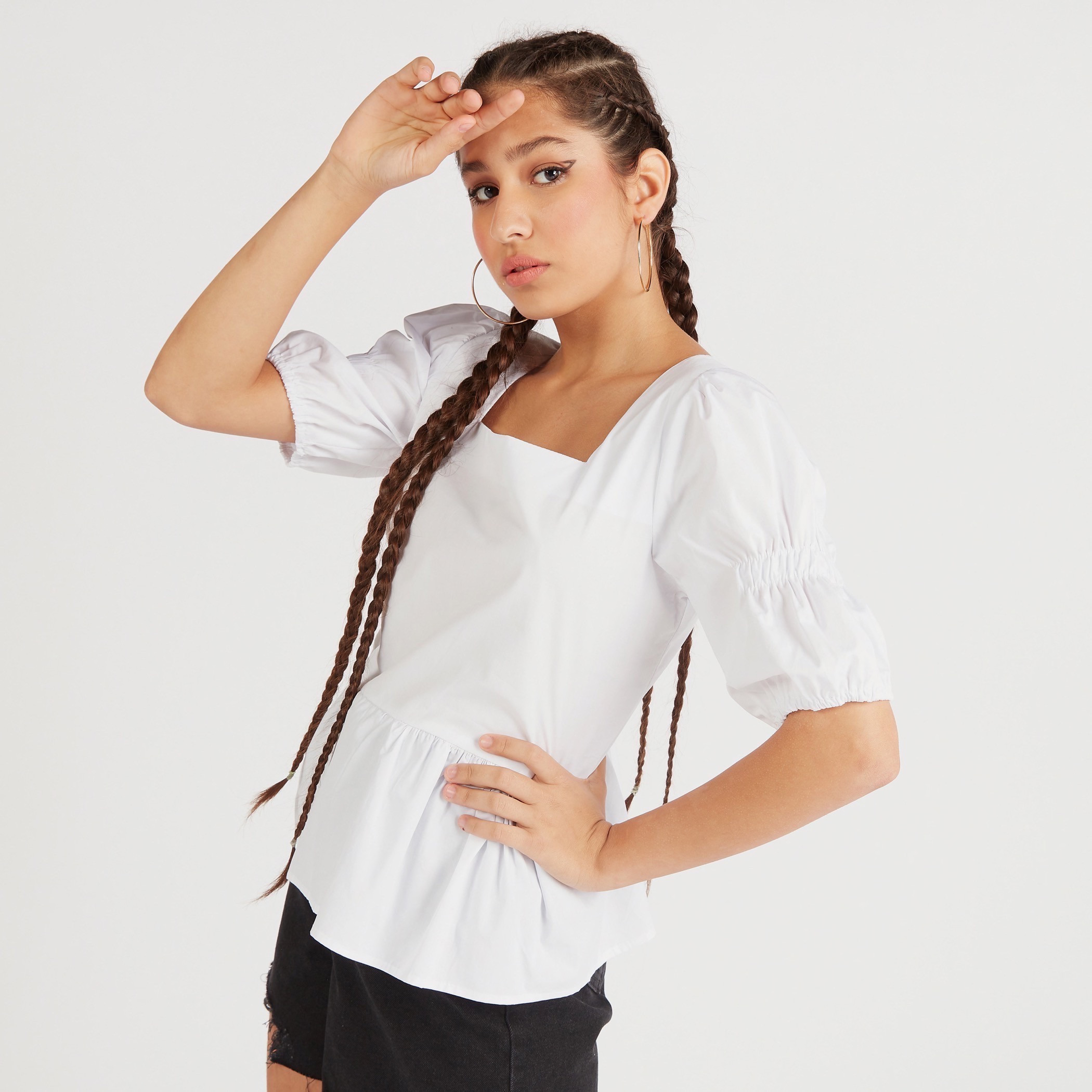 solid peplum top