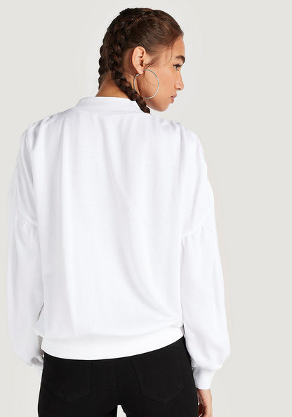2Xtremz Solid Sweatshirt with Bishop Sleeves and High Neck