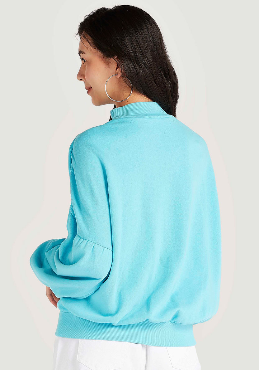 2Xtremz Solid Sweatshirt with Bishop Sleeves and High Neck-Sweatshirts-image-3