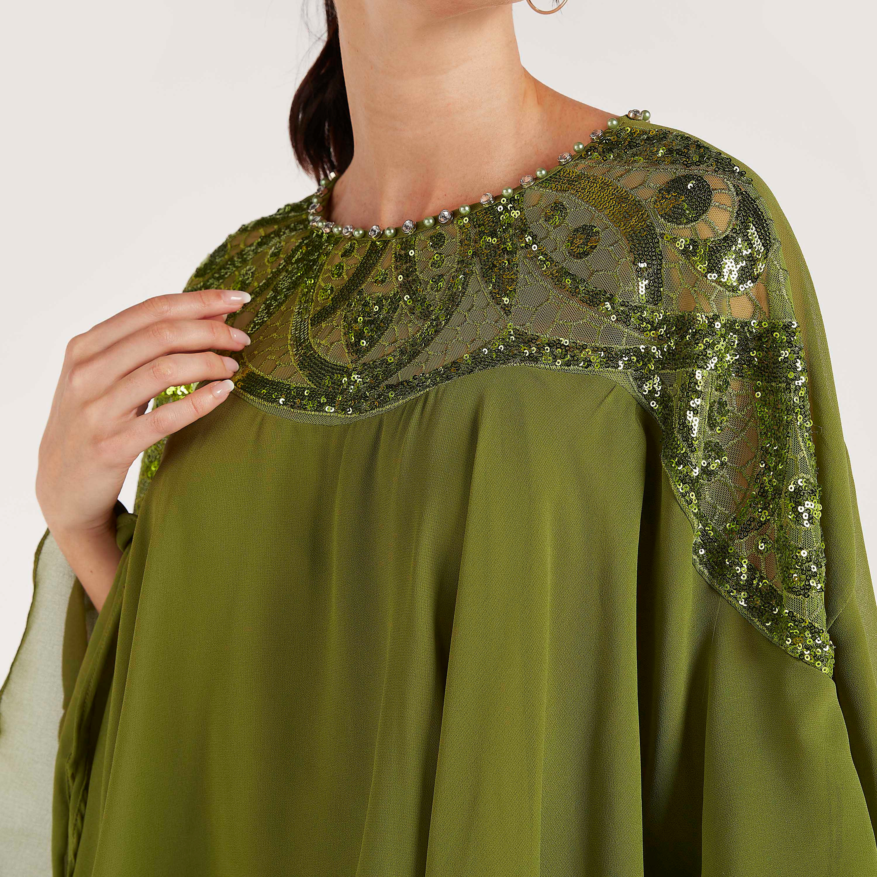 Embellished Yoke Top with Flared Sleeves and Crew Neck-women-clothing-shirtsandblouses-blouses-image-3