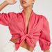 2Xtremz Solid Crop Top with Puff Sleeves and Front Tie-Ups-Shirts & Blouses-thumbnailMobile-2