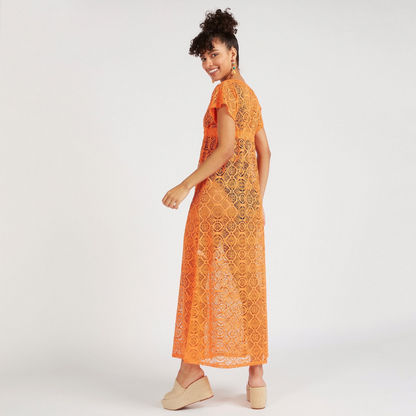 2Xtremz Lace Kimono with V-neck and Cap Sleeves