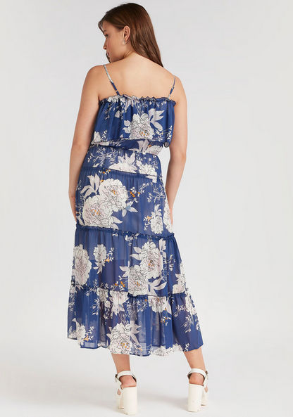 2Xtremz Floral Print Midi A-line Dress with Straps