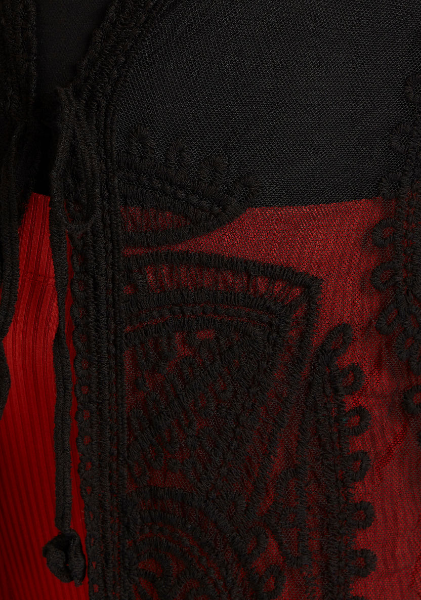 2Xtremz Embroidered Lace Shrug with 3/4 Sleeves-Kimonos-image-5