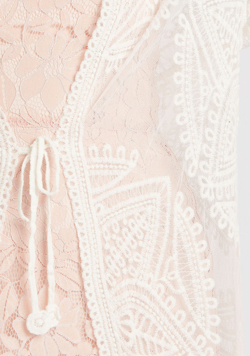 2Xtremz Embroidered Lace Shrug with 3/4 Sleeves-Kimonos-image-6