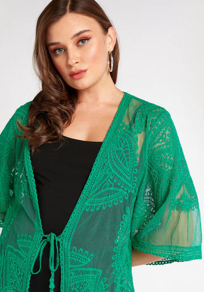 2Xtremz Embroidered Lace Shrug with 3/4 Sleeves