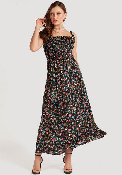 2Xtremz Floral Print Maxi A-line Dress with Straps