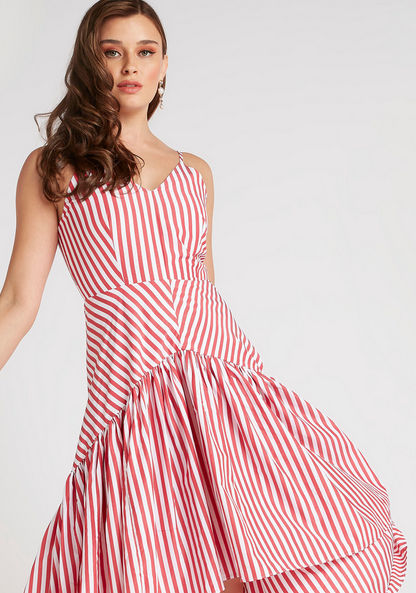 2Xtremz Striped V-neck Midi Dress