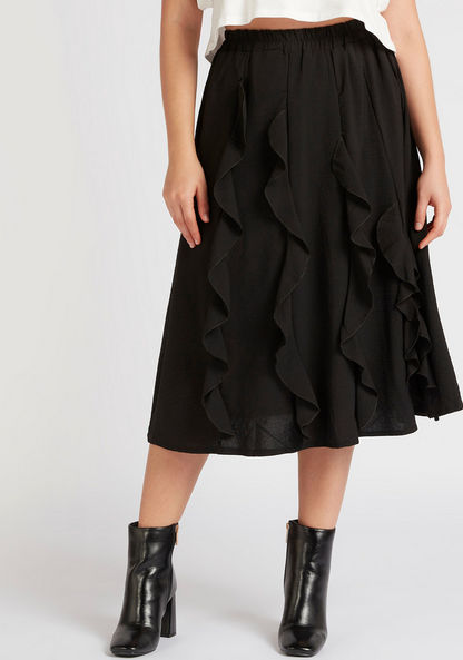 2Xtremz Frilled Midi Skirt with Elasticated Waistband