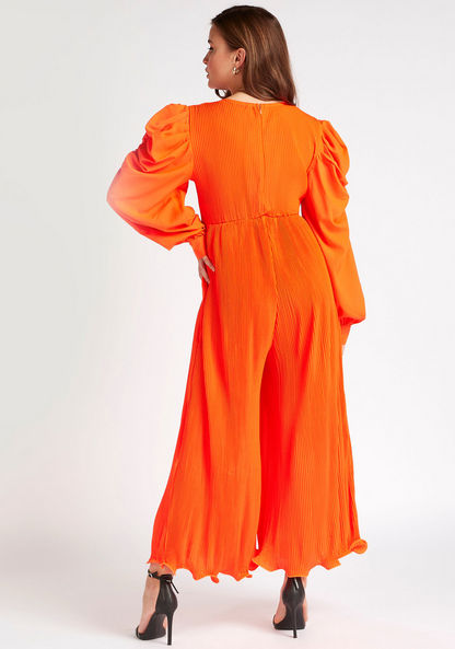 2Xtremz Textured Maxi Jumpsuit with Balloon Sleeves