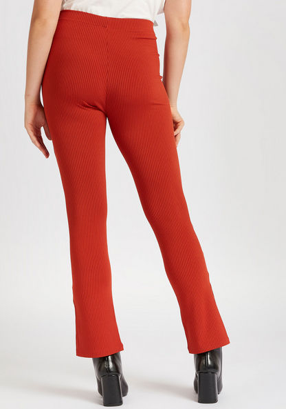 2Xtremz Ribbed Mid-Rise Jeggings with Slit Detail-Jeggings-image-3