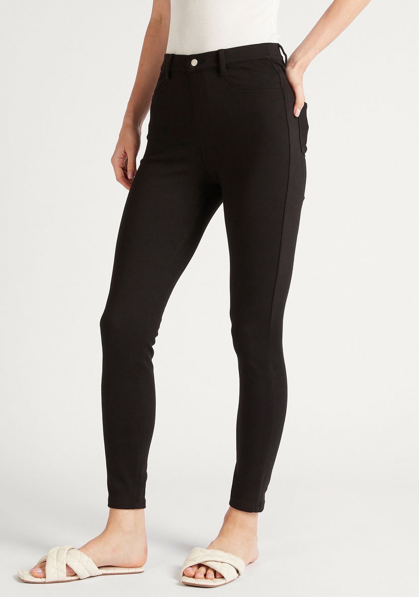 2Xtremz Solid Mid-Rise Skinny Fit Treggings-Jeggings-image-0