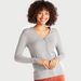 2Xtremz Solid V-neck Cardigan with Long Sleeves-Cardigans-thumbnail-0
