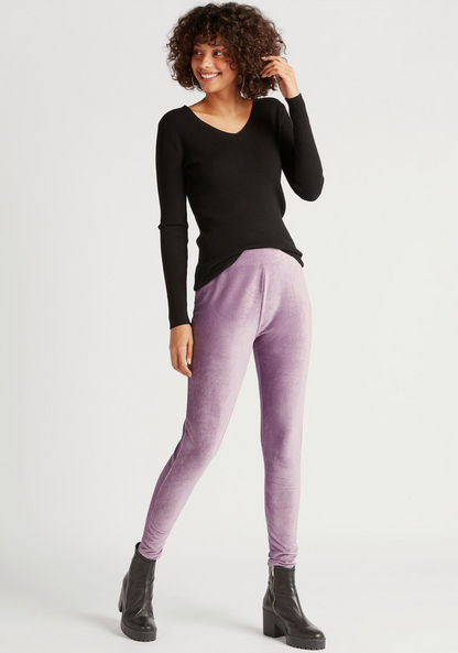 2Xtremz Textured Mid-Rise Leggings with Elasticated Waistband