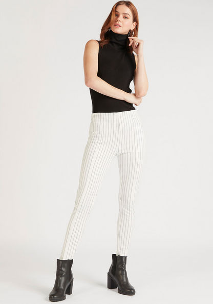 2Xtremz Striped Mid-Rise Leggings with Elasticated Waistband