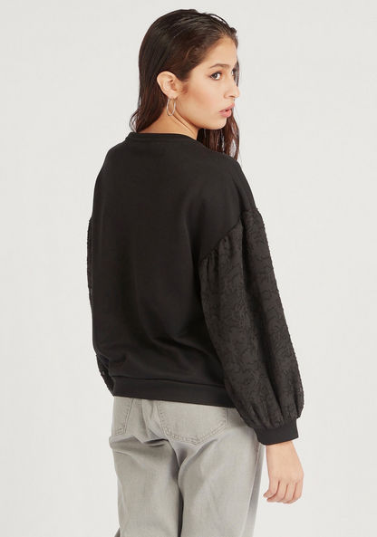 2Xtremz Crew Neck Sweatshirt with Long Sleeves and Lace Detail