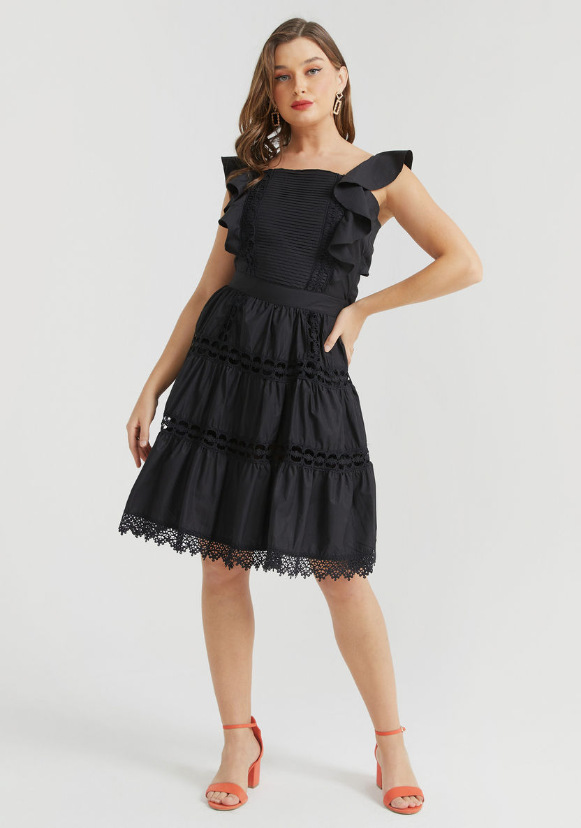 2Xtremz Lace Mini Tiered Dress with Ruffles and Tie Up-Dresses-image-2
