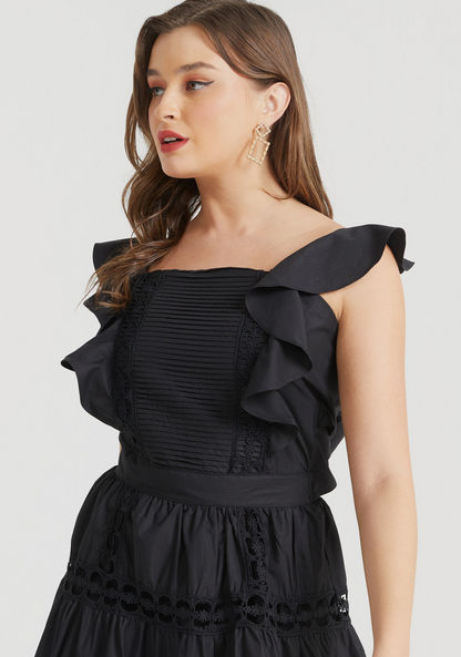 2Xtremz Lace Mini Tiered Dress with Ruffles and Tie Up-Dresses-image-3