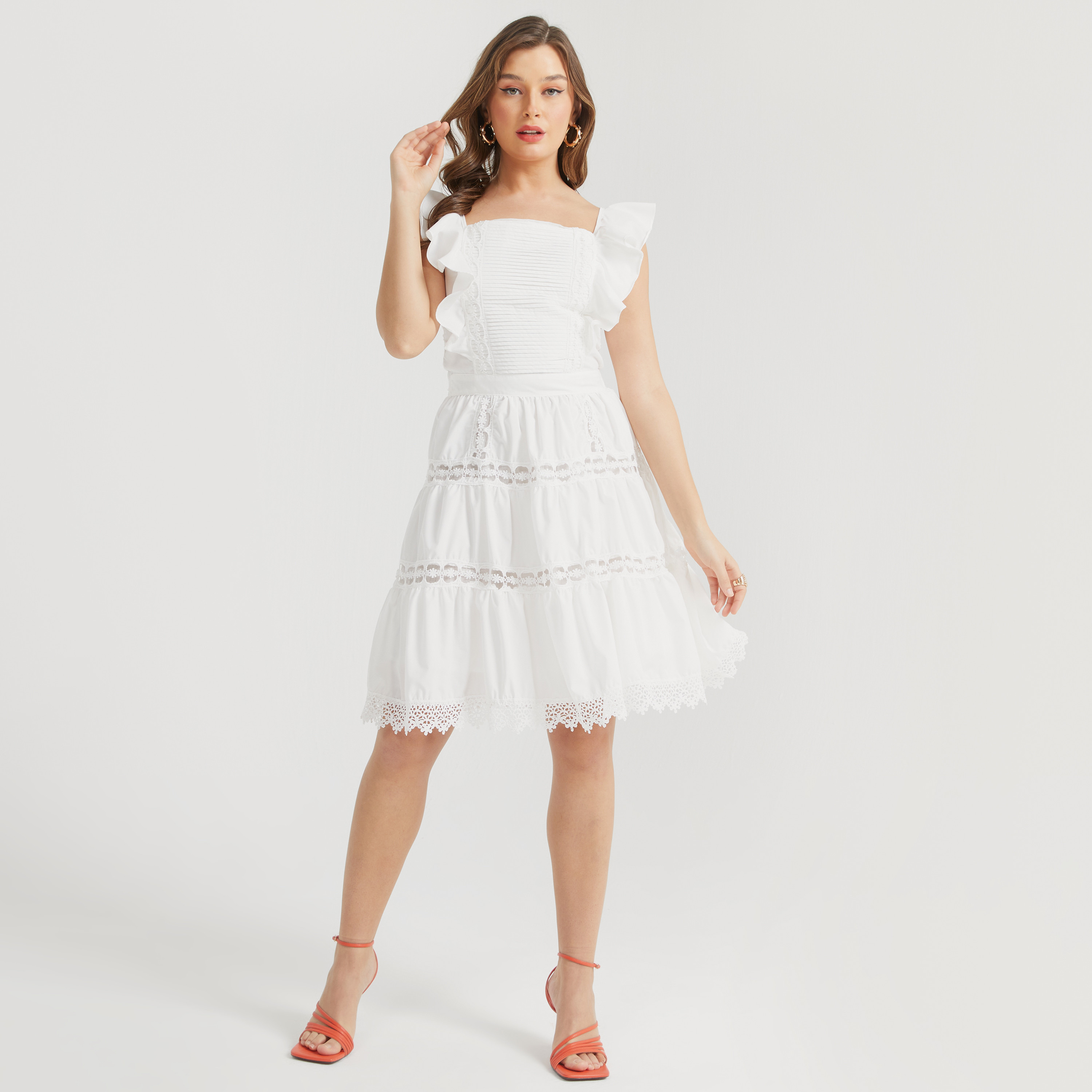 فستان قصير دانتيل متعدد الطبقات بكشكش ورباط من تو إكستريمز-women-clothing-dresses-image-10