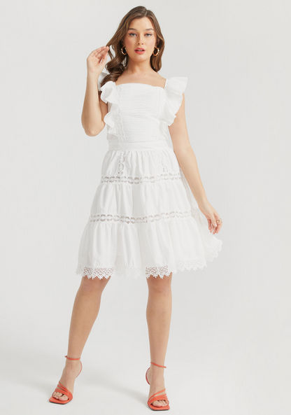 2Xtremz Lace Mini Tiered Dress with Ruffles and Tie Up-Dresses-image-3