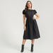 2Xtremz Solid Midi Dress with Short Sleeves and Cutout Detail-Dresses-thumbnailMobile-3